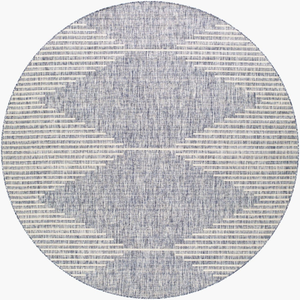 Livabliss Eagean Bohemian Global Polypropylene Flatweave Rug for Entryways Patios Kitchens Navy, Blue 6'7" x 6'7" Round EAG2417-67RD