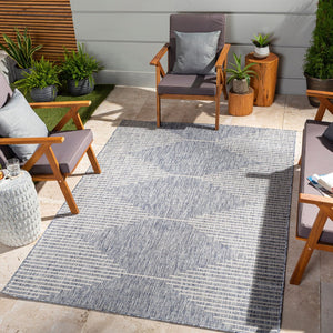 Livabliss Eagean Bohemian Global Polypropylene Flatweave Rug for Entryways Patios Kitchens Navy, Blue 4'3" x 5'11" EAG2417-43511