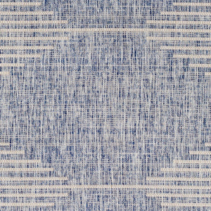 Livabliss Eagean Bohemian Global Polypropylene Flatweave Rug for Entryways Patios Kitchens Navy, Blue 4'3" x 5'11" EAG2417-43511