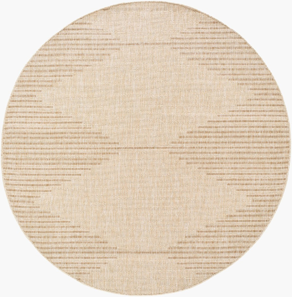 Livabliss Eagean Bohemian Global Geometric Polypropylene Rug for Entryway or Covered Patio Use Cream, Light Be 6'7" x 6'7" Round EAG2419-67RD
