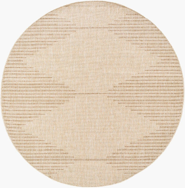 Livabliss Eagean Bohemian Global Geometric Polypropylene Rug for Entryway or Covered Patio Use Cream, Light Be 6'7" x 6'7" Round EAG2419-67RD