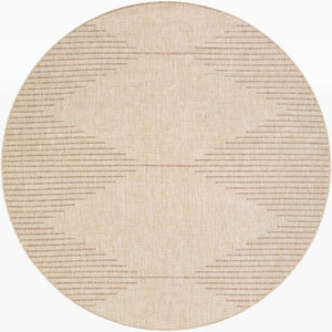 Livabliss Eagean Bohemian Global Geometric Polypropylene Rug for Entryway or Covered Patio Use Cream, Light Be 7'10" x 7'10" Round EAG2419-710RD