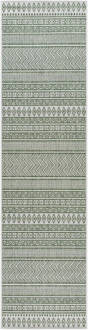 Livabliss Eagean Bohemian Flatweave Polypropylene Rug for Entryways and High Traffic Spaces Grass Green, Iv 2'7" x 12' EAG2425-2712
