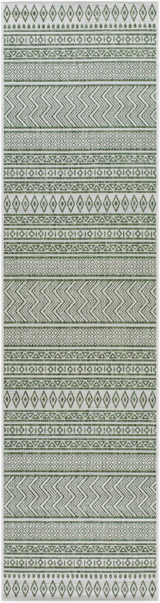 Livabliss Eagean Bohemian Flatweave Polypropylene Rug for Entryways and High Traffic Spaces Grass Green, Iv 2'7" x 12' EAG2425-2712