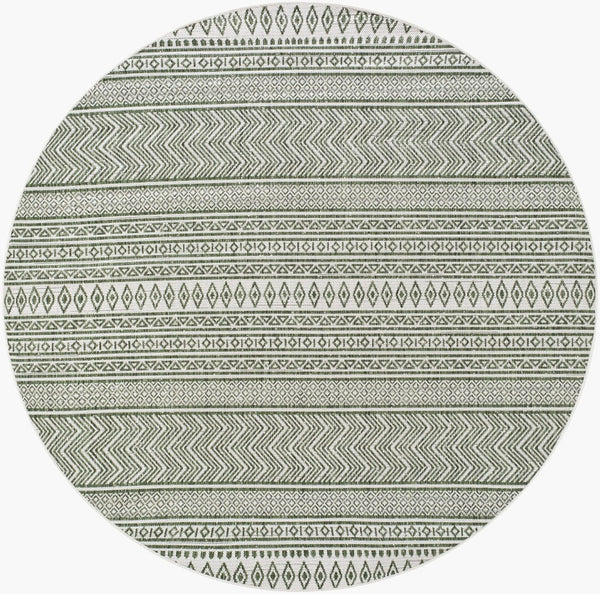 Livabliss Eagean Bohemian Flatweave Polypropylene Rug for Entryways and High Traffic Spaces Grass Green, Iv 6'7" x 6'7" Round EAG2425-67RD