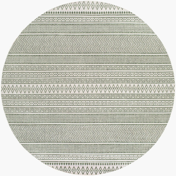 Livabliss Eagean Bohemian Flatweave Polypropylene Rug for Entryways and High Traffic Spaces Grass Green, Iv 7'10" x 7'10" Round EAG2425-710RD