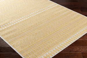 Livabliss Eagean Flatweave Runner Rug Bohemian Global Pattern Polypropylene Hallway Indoor Outdoor Ivory, Mustard 6'7" x 6'7" EAG2427-67RD