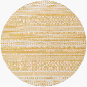Livabliss Eagean Flatweave Runner Rug Bohemian Global Pattern Polypropylene Hallway Indoor Outdoor Ivory, Mustard 6'7" x 6'7" EAG2427-67RD