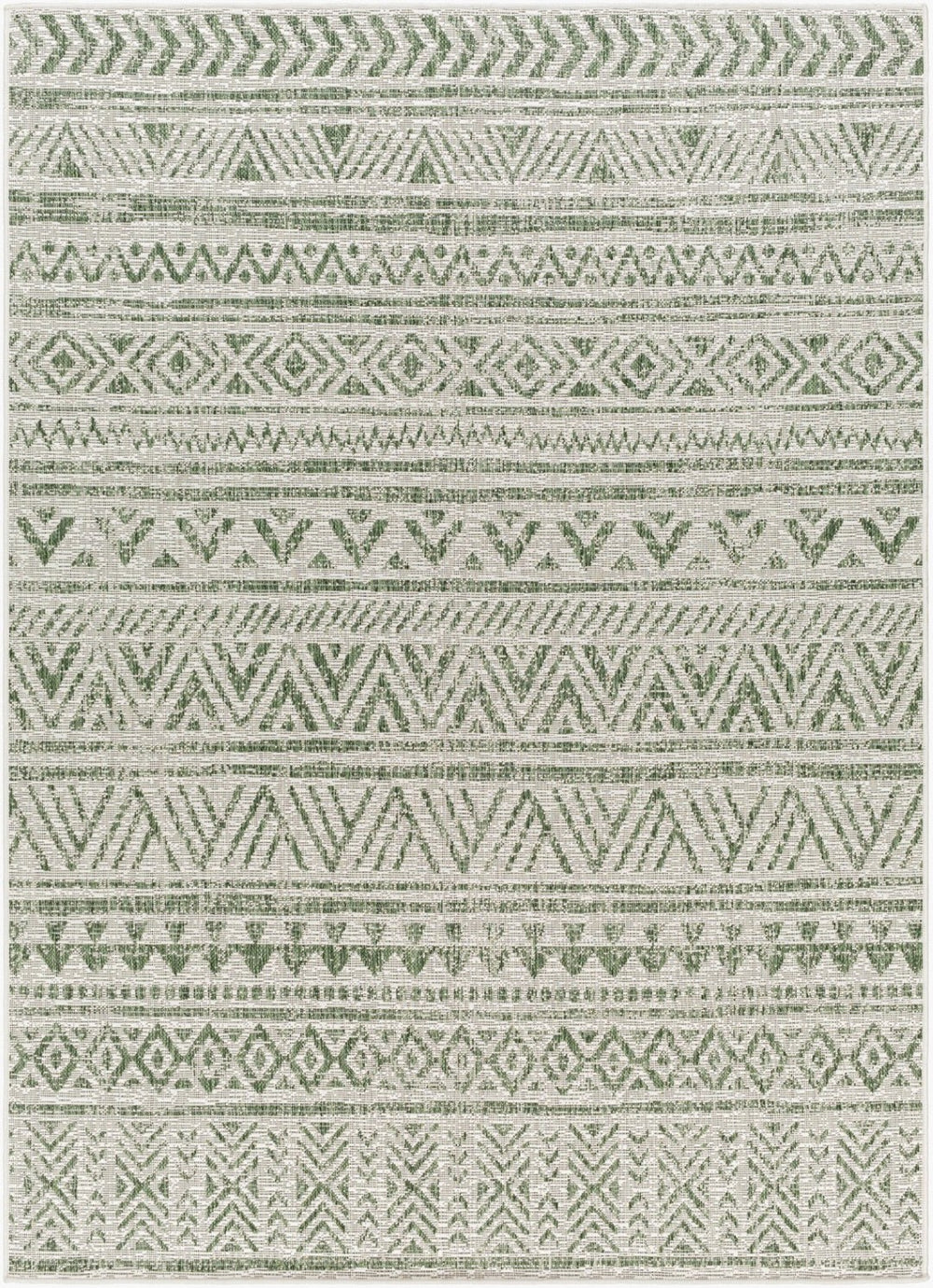 Livabliss Eagean Flat Weave Polypropylene Rug Bohemian Geometric Pattern for Entryway or Patio Grass Green, Iv 6'7" x 6'7" Square EAG2429-67SQ