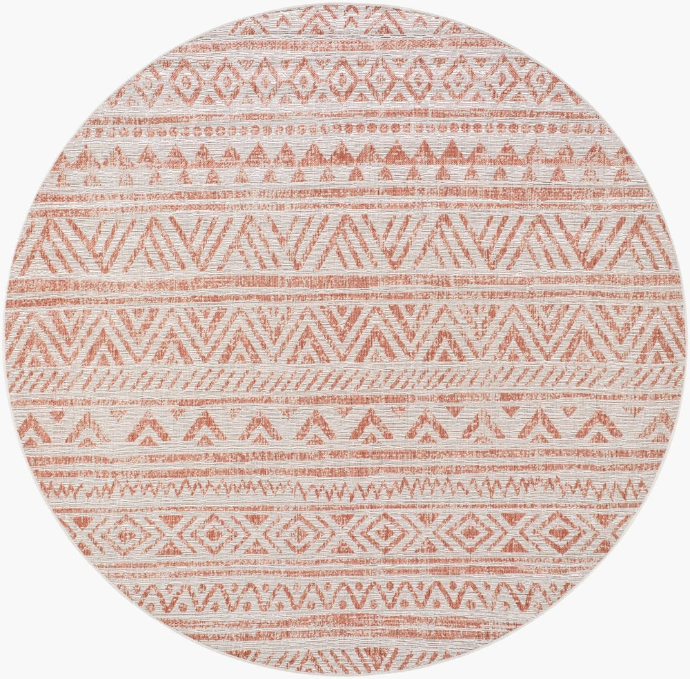Livabliss Eagean Turkish Machine Woven Polypropylene Rug for Entryways Patios and High Traffic Areas Rust, Ivory 6'7" x 6'7" EAG2430-67RD