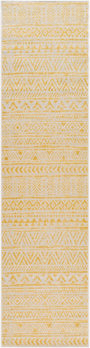 Livabliss Eagean Flatweave Polypropylene Runner Bohemian Global Pattern for Hallways and Entryways Ivory, Mustard 2'7" x 12' EAG2431-2712