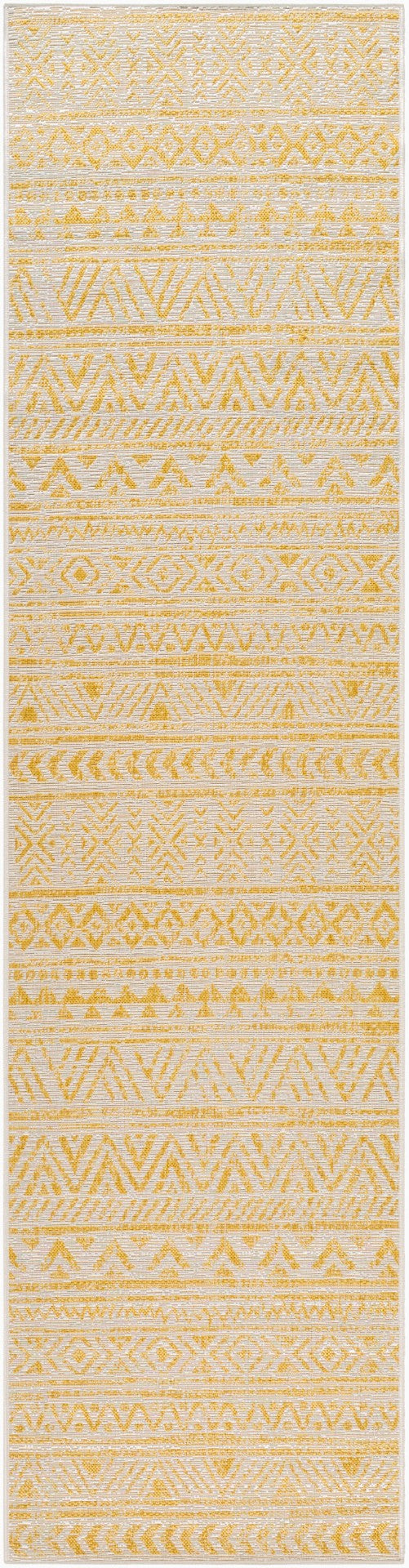 Livabliss Eagean Flatweave Polypropylene Runner Bohemian Global Pattern for Hallways and Entryways Ivory, Mustard 2'7" x 12' EAG2431-2712