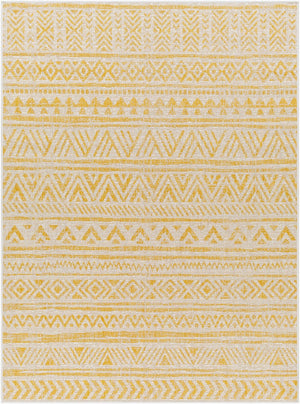 Livabliss Eagean Flatweave Polypropylene Runner Bohemian Global Pattern for Hallways and Entryways Ivory, Mustard 6'7" x 6'7" Square EAG2431-67SQ