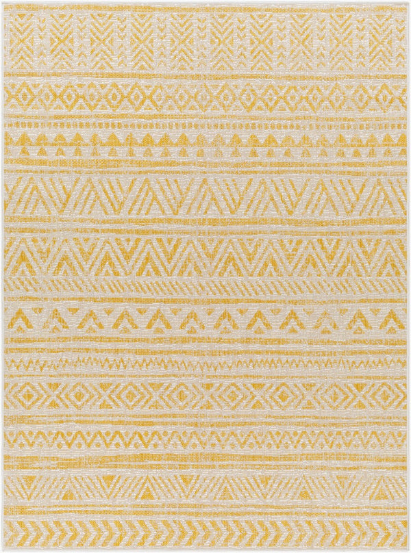 Livabliss Eagean Flatweave Polypropylene Runner Bohemian Global Pattern for Hallways and Entryways Ivory, Mustard 6'7" x 6'7" Square EAG2431-67SQ
