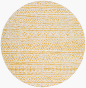 Livabliss Eagean Flatweave Polypropylene Runner Bohemian Global Pattern for Hallways and Entryways Ivory, Mustard 5'3" x 5'3" EAG2431-53RD