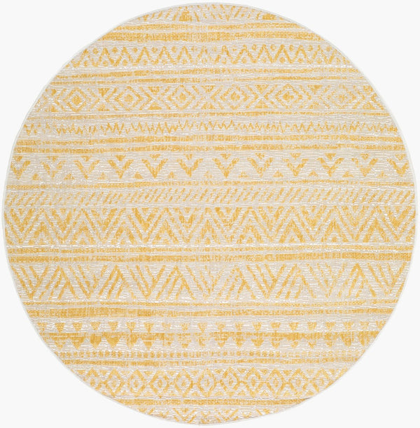 Livabliss Eagean Flatweave Polypropylene Runner Bohemian Global Pattern for Hallways and Entryways Ivory, Mustard 5'3" x 5'3" EAG2431-53RD