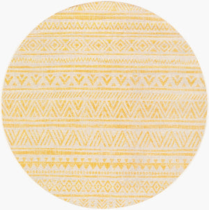 Livabliss Eagean Flatweave Polypropylene Runner Bohemian Global Pattern for Hallways and Entryways Ivory, Mustard 7'10" x 7'10" EAG2431-710RD