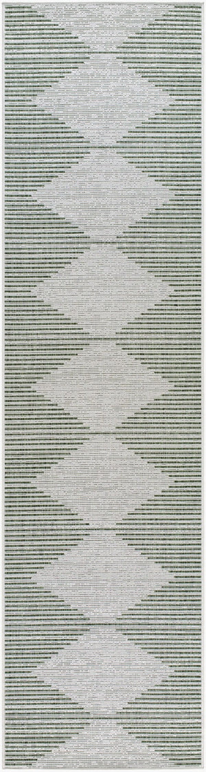 Livabliss Eagean Global Pattern Polypropylene Indoor Outdoor Rug for Entryways and Patios Grass Green, Iv 2'7" x 10' EAG2432-2710