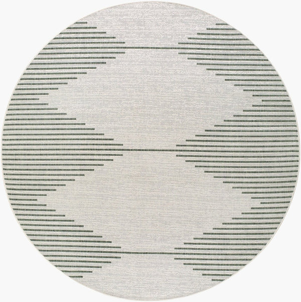 Livabliss Eagean Global Pattern Polypropylene Indoor Outdoor Rug for Entryways and Patios Grass Green, Iv 7'10" x 7'10" Round EAG2432-710RD