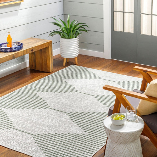 Livabliss Eagean Global Pattern Polypropylene Indoor Outdoor Rug for Entryways and Patios Grass Green, Iv 2'7" x 10' EAG2432-2710