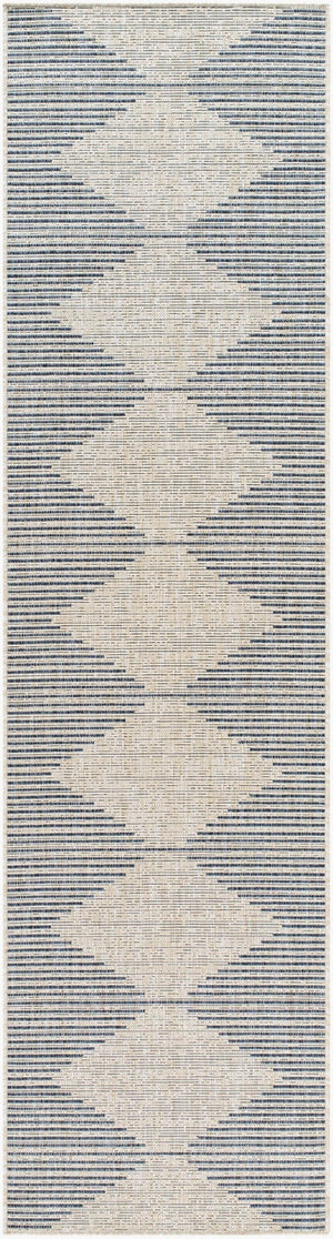 Livabliss Eagean Bohemian Global Polypropylene Area Rug for Indoor Outdoor High Traffic Spaces Navy, Light Bei 2'7" x 10' EAG2434-2710