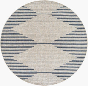 Livabliss Eagean Bohemian Global Polypropylene Area Rug for Indoor Outdoor High Traffic Spaces Navy, Light Bei 5'3" x 5'3" EAG2434-53RD