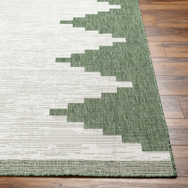 Livabliss Eagean Outdoor Geometric Polypropylene Rug Bohemian Patio Anchor Woven in Turkey Grass Green, Iv 2'7" x 12' EAG2435-2712