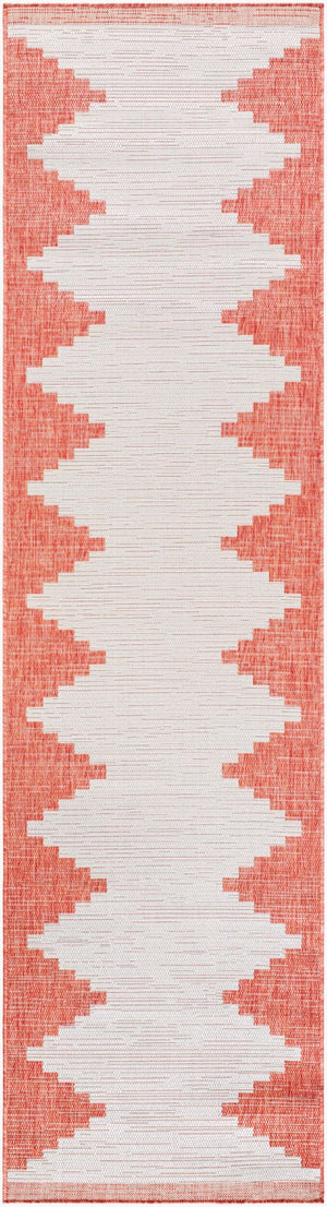 Livabliss Eagean Outdoor Polypropylene Rug with Global Geometric Pattern for Patio Entryway Rust, Ivory 2'7" x 10' EAG2436-2710