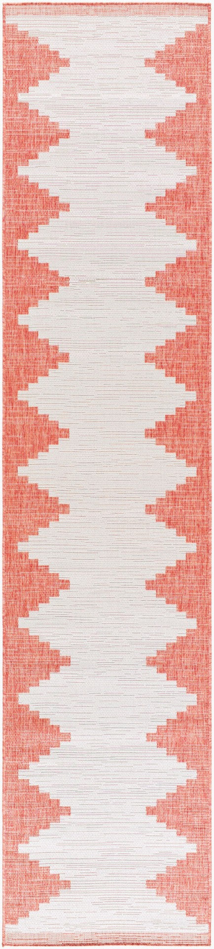 Livabliss Eagean Outdoor Polypropylene Rug with Global Geometric Pattern for Patio Entryway Rust, Ivory 2'7" x 12' EAG2436-2712