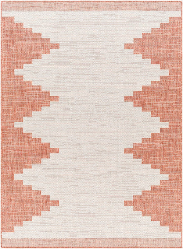 Livabliss Eagean Outdoor Polypropylene Rug with Global Geometric Pattern for Patio Entryway Rust, Ivory 4'3" x 5'11" EAG2436-43511