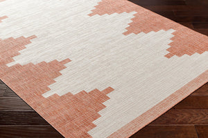 Livabliss Eagean Outdoor Polypropylene Rug with Global Geometric Pattern for Patio Entryway Rust, Ivory 2'7" x 12' EAG2436-2712