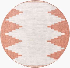 Livabliss Eagean Outdoor Polypropylene Rug with Global Geometric Pattern for Patio Entryway Rust, Ivory 5'3" x 5'3" EAG2436-53RD