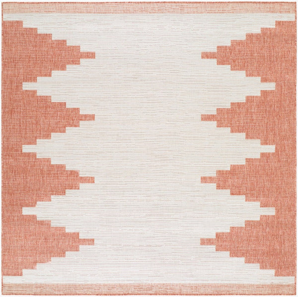 Livabliss Eagean Outdoor Polypropylene Rug with Global Geometric Pattern for Patio Entryway Rust, Ivory 6'7" x 6'7" Square EAG2436-67SQ