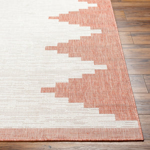Livabliss Eagean Outdoor Polypropylene Rug with Global Geometric Pattern for Patio Entryway Rust, Ivory 2'7" x 12' EAG2436-2712