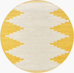 Livabliss Eagean Geometric Global Polypropylene Outdoor Rug Turkish Woven Patio Square Area Ivory, Mustard 6'7" x 6'7" EAG2437-67RD
