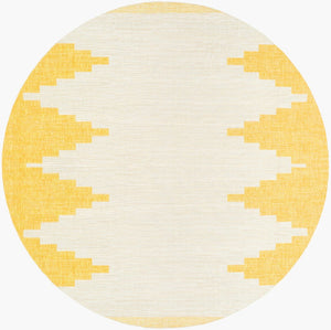 Livabliss Eagean Geometric Global Polypropylene Outdoor Rug Turkish Woven Patio Square Area Ivory, Mustard 7'10" x 7'10" EAG2437-710RD