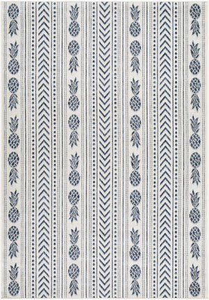 Livabliss Eagean Coastal Flatweave Polypropylene Accent Rug for Entryways Patios and High Traffic Spaces Cream, Blue 7'10" x 10'2" EAG2439-710102