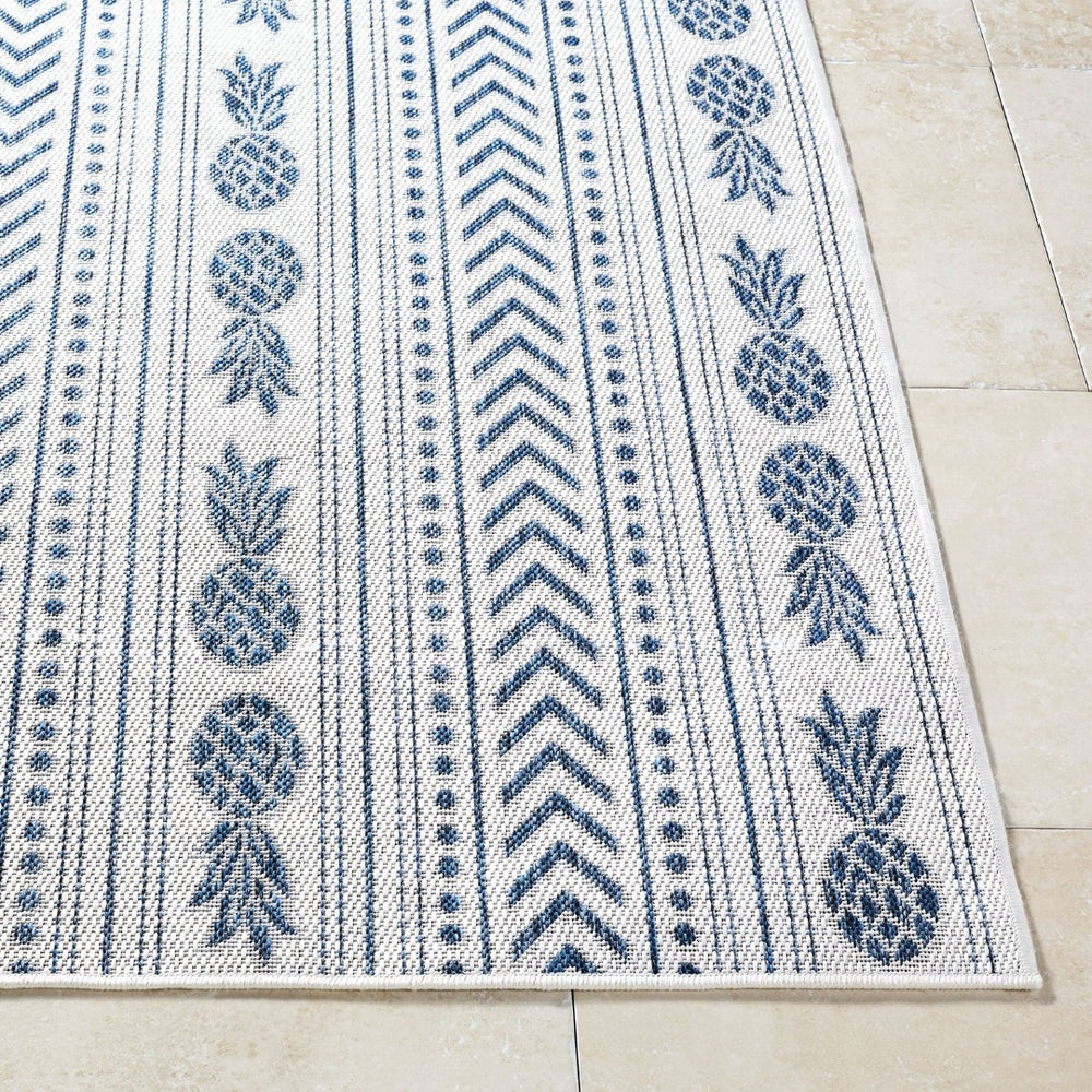 Livabliss Eagean Coastal Flatweave Polypropylene Accent Rug for Entryways Patios and High Traffic Spaces Cream, Blue 7'10" x 10'2" EAG2439-710102