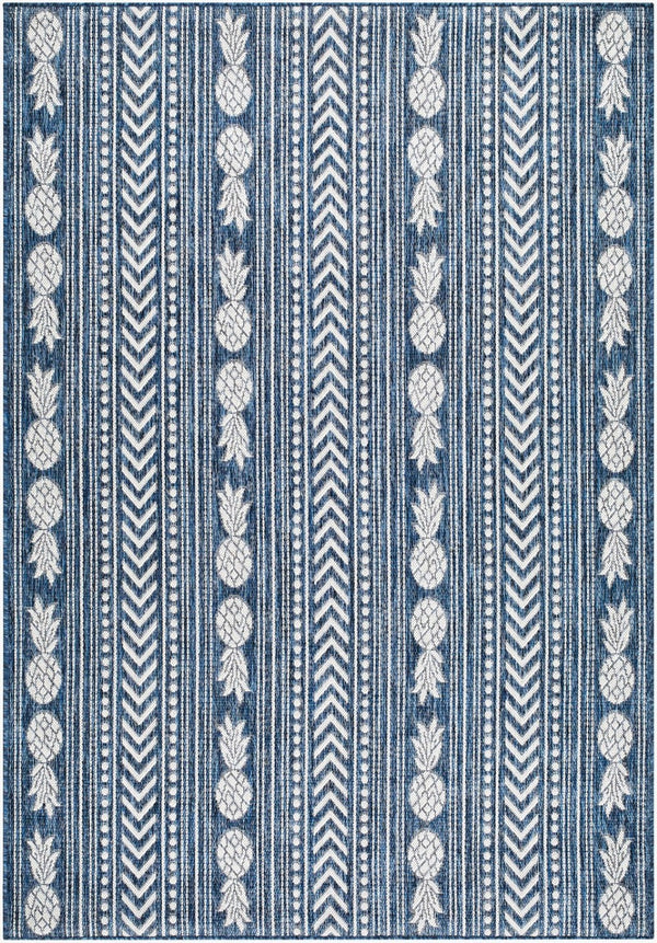 Livabliss Eagean Coastal Geometric Flatweave Polypropylene Rug for Entryway or Patio Use Cream, Blue 7'10" x 10'2" EAG2440-710102