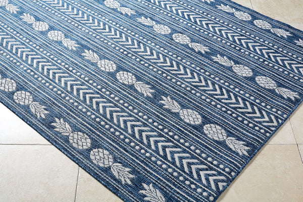 Livabliss Eagean Coastal Geometric Flatweave Polypropylene Rug for Entryway or Patio Use Cream, Blue 7'10" x 10'2" EAG2440-710102