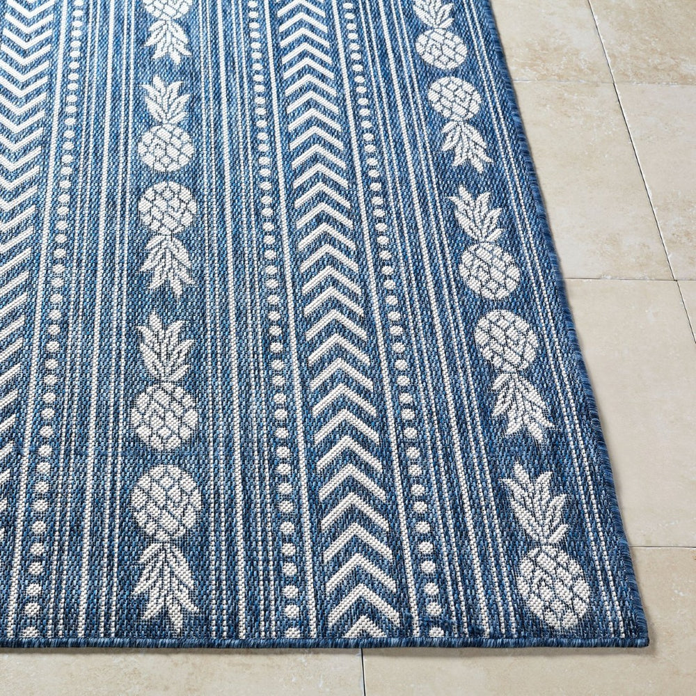 Livabliss Eagean Coastal Geometric Flatweave Polypropylene Rug for Entryway or Patio Use Cream, Blue 7'10" x 10'2" EAG2440-710102