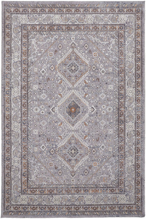 Feizy Rugs Francisco Transitional Southwestern Medallion Rug – Durable Machine-woven Artistry For Any Space Gray,Orange,Ivory Polyester,Polypropylene Fra39gbfgryrstc00