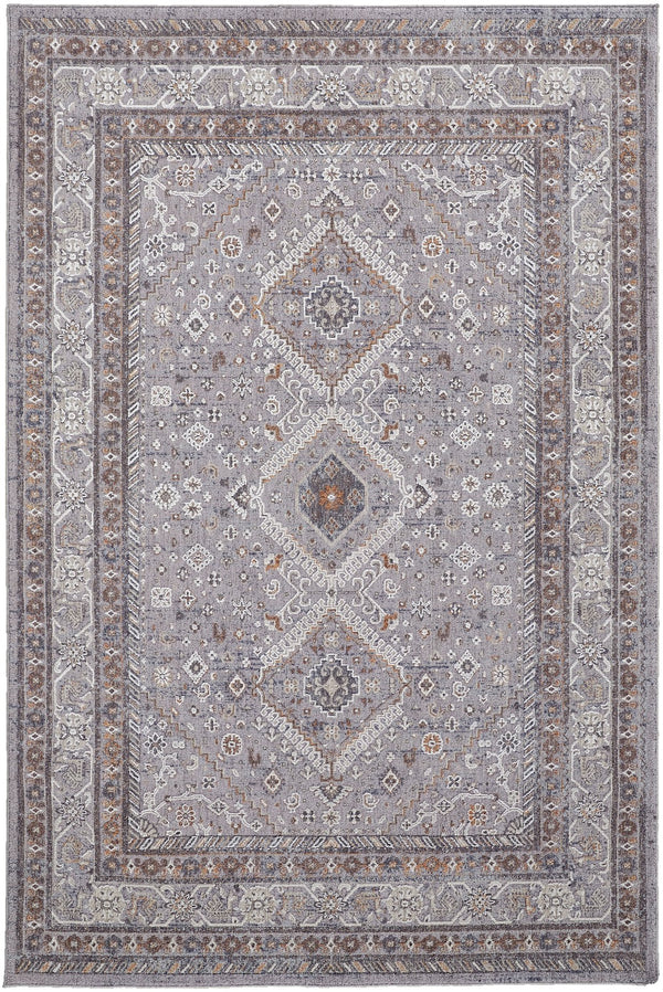 Feizy Rugs Francisco Transitional Southwestern Medallion Rug – Durable Machine-woven Artistry For Any Space Gray,Orange,Ivory Polyester,Polypropylene Fra39gbfgryrstc00