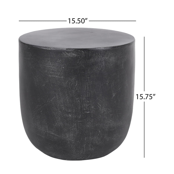 English Elm Outdoor Seamless Concrete Barrel Side Table for Patio Lounge and Indoor Accent Use 73448.00
