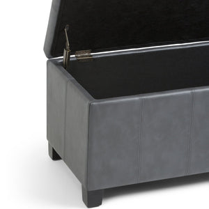 English Elm Dover Storage Ottoman Bench - Versatile Stone Grey Faux Leather With Hidden Storage & Comfort B136P159042