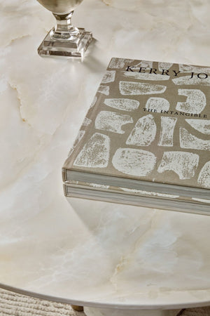 Hooker Furniture Eleana Faux Onyx Round Dining Table With Sunlit Bronze Pedestal — Modern 48" Compact Elegance 7252-75213-00