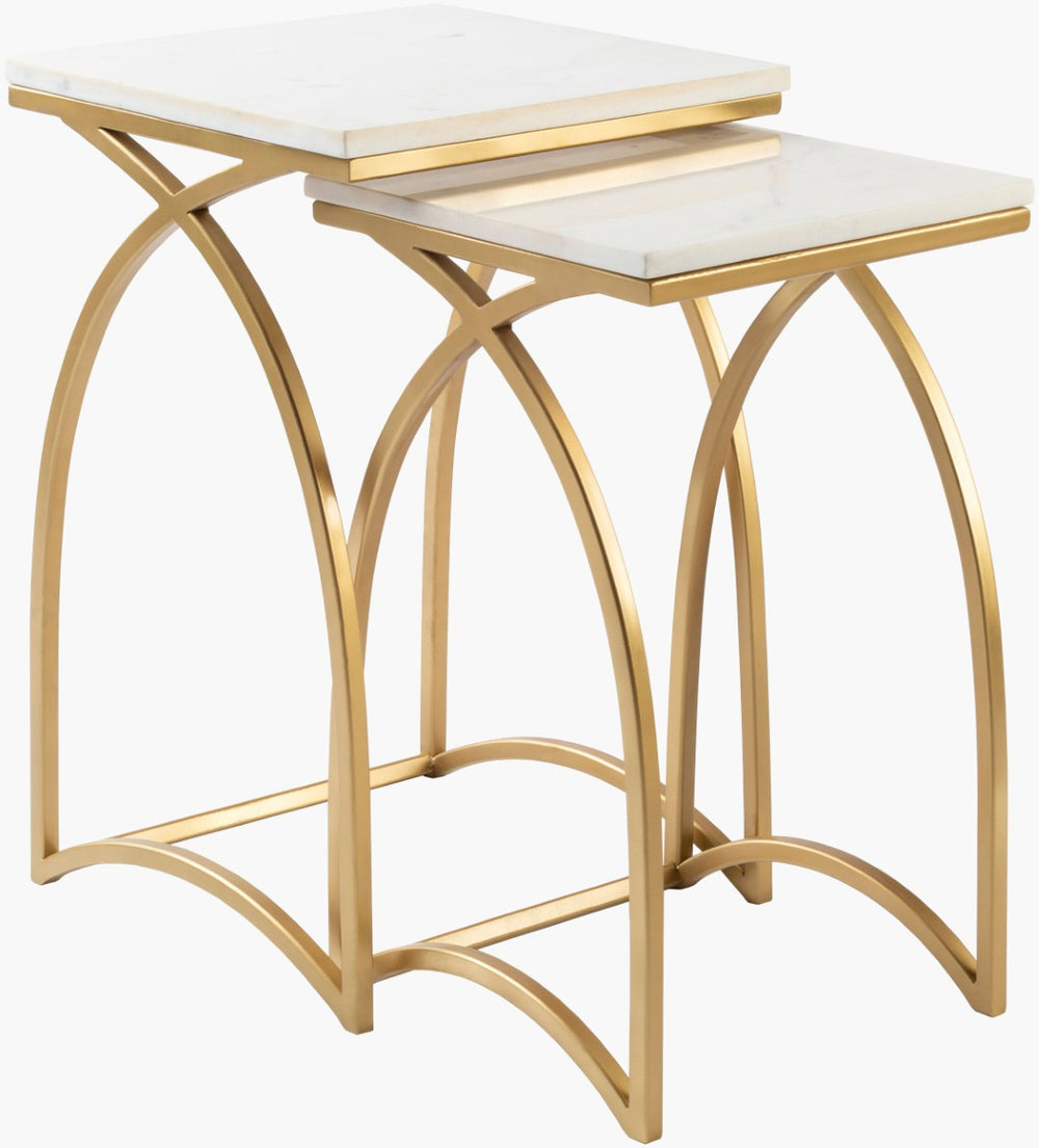 Livabliss Evana Two Tier Marble and Metal End Table for Contemporary or Minimalist Living EAN001-SET
