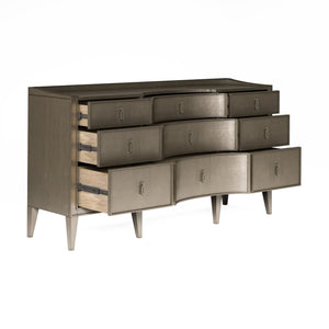 A.R.T. Furniture Cove Dresser - Glamorous Mica Finish With 9 Drawers, Cedar Lined Bottom, And Elegant Metal Accents Grey Rubberwood Solids,Primavera Veneers,Metal 349130-2743
