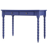 Homelegance By Top-Line Naomi 2-Drawer Helix Legs Office Desk Blue Rubberwood