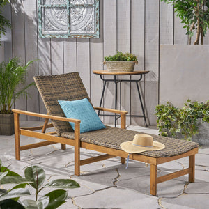 English Elm Hampton Acacia Hardwood Wicker Outdoor Chaise Lounge with Five Reclining Positions 63763.00